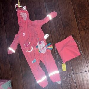 Unicorn Kids Rainsuit with Bag - Pink